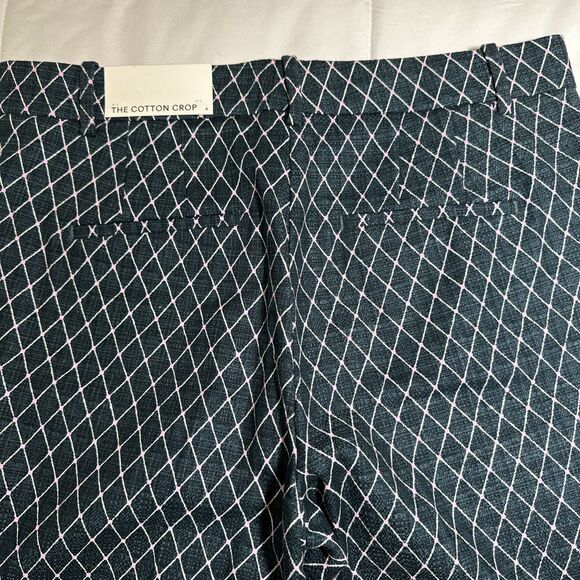 Ann Taylor The Cotton Crop Pants Green Pink Geometric Midrise Flat Front - Picture 13 of 14